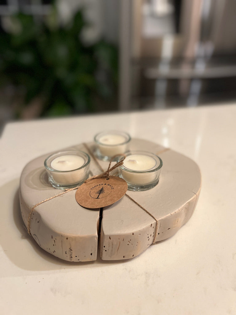 Cedar “Stone” Tealight Centerpiece