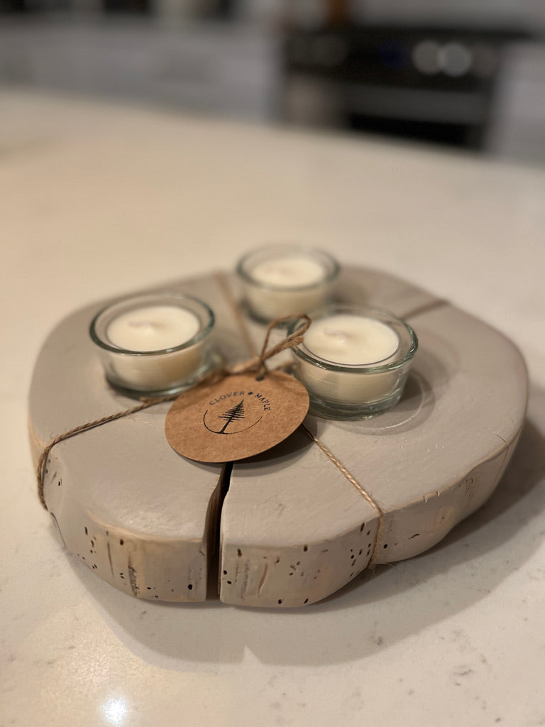 Cedar “Stone” Tealight Centerpiece