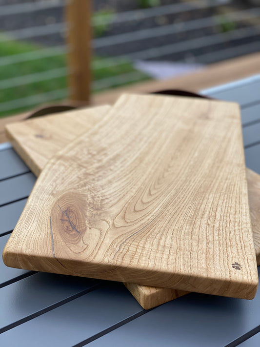 Live-Edge Knotted Serving Board with Leather Handle
