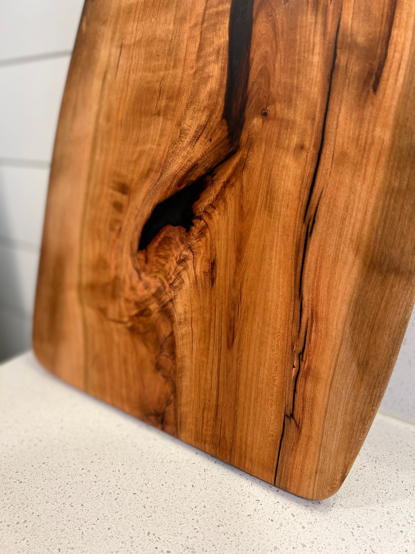 Live-Edge Cherry Serving Board with Black Resin