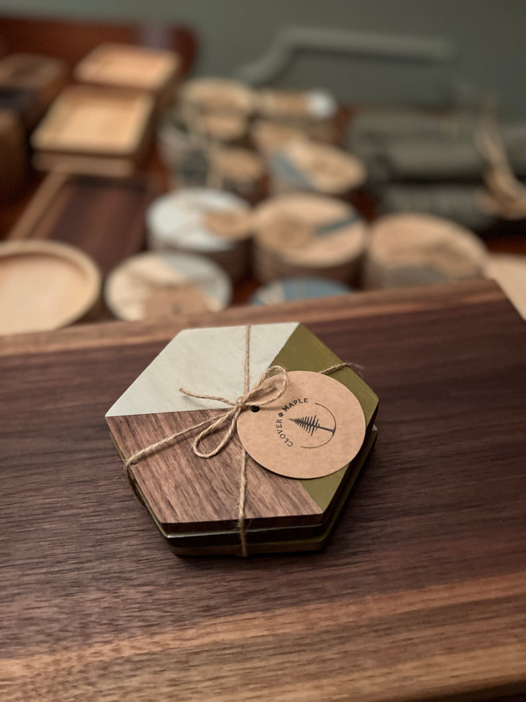 Hand-Painted Wooden Coasters